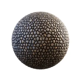 Round stone pavement